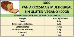 PAN ARROZ-MAIZ MULTICEREAL SIN GLUTEN-VEGANO 400GR