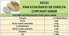 PAN ECOLÓGICO DE ESPELTA 500GR CORTADO