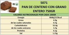 PAN DE CENTENO CON GRANO ENTERO 750GR