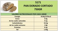 PAN DORADO 8 HARINAS 750GR CORTADO